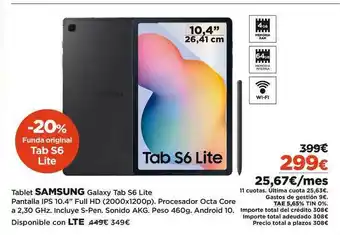 El Corte Inglés Samsung Galaxy Tab S6 Lite Tablet oferta