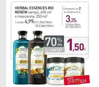 Condis Herbal Essences Bio Renew xampú 400ml o mascareta 250ml oferta