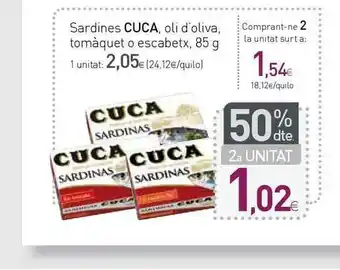 Condis Cuca Sardines Oli D'oliva Tomáquet O Escabetx 85g oferta