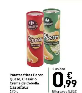 Carrefour Express Carrefour Patatas Fritas Bacon Queso Classic O Crema De Cebolla 170g oferta