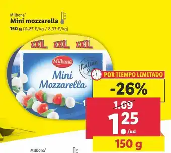 Lidl Mini mozzarella milbona oferta