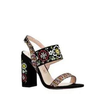 Cristian Lay Sandalia tacón ancho bordados aztecas oferta