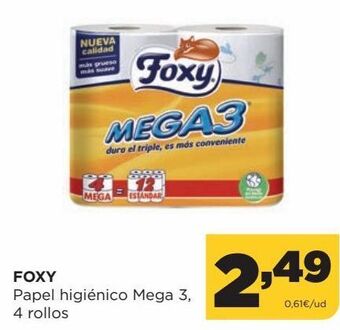 Alimerka Foxy papel higiénico mega 3, 4 rollos oferta