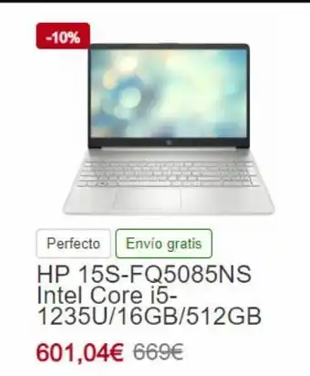 PC Componentes -10% perfecto envío gratis hp 15s-fq5085ns intel core i5-1235u/16gb/512gb 601,04€ 669€ oferta