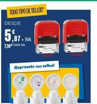 Bureau Vallée Todo tipo de sellos* desde 5,87+ ,87 + iva 7,10 € con iva colo ¡exprésate con sellos! colo oferta