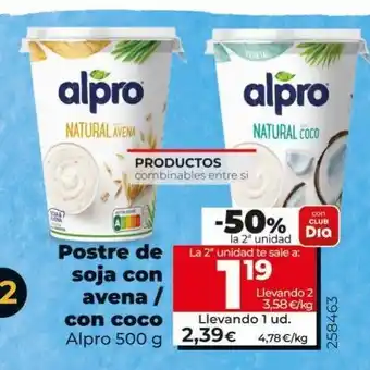 Maxi Dia Postres de soja alpro oferta