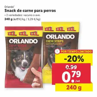 Lidl Orlando Snack de carne para perros 240 g oferta