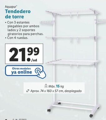 Lidl Aquapur Tendedero de torre oferta