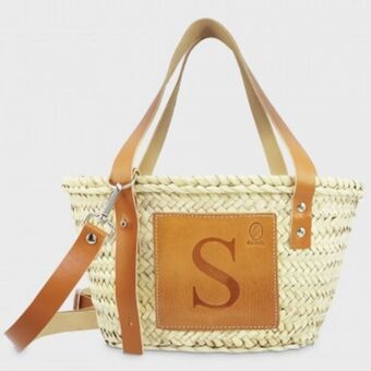 El Potro Bolso capazo pequeño de hoja de palma y piel vacuno-el potro oferta