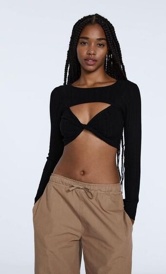 Stradivarius Camiseta punto cruzada oferta