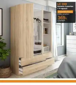 Mi Bricolaje Lc 200 armario 3 puertas + 4 cajones 200x135x52cm rebla canadian 369€ lcx453f 41 oferta