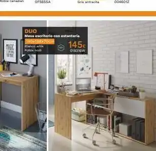 Mi Bricolaje Mack twin duo mesa escritorio con estanteria 140x108x70 blanco art roble d 145€ 018316w oferta