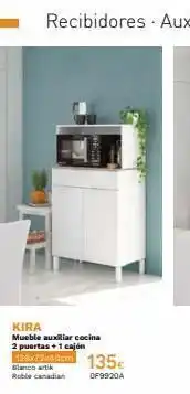 Mi Bricolaje Kira mueble auxiliar cocina 2 puertas + 1 cajón get ger 128x72x40cm 135€ blanco artik of9920a oferta