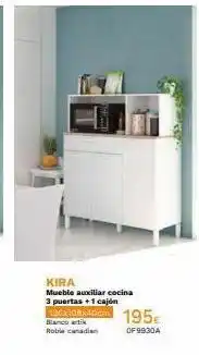 Mi Bricolaje Kira mueble auxiliar cocina 3 puertas + 1 cajón 126x108x40cm 195€ blanco artik roble canadian of 9930a oferta
