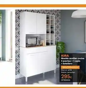 Mi Bricolaje Kira mueble auxiliar cocina 5 puertas + 1 cajón + botellero 186x368x40cm blanco art roble canadian 295€ of9960a oferta