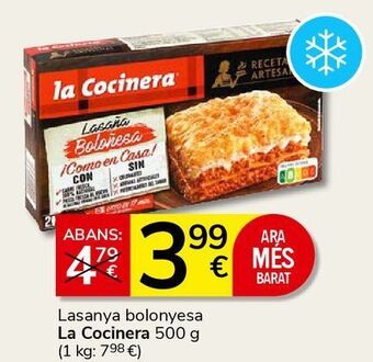 Consum Lasaña boloñesa la cocinera oferta