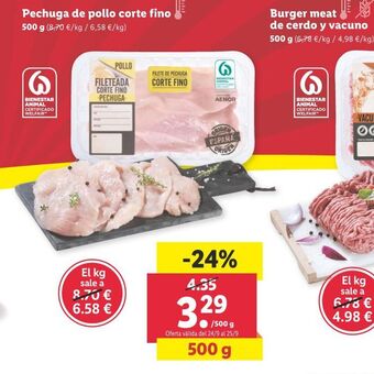 Lidl Pechuga de pollo corte fino oferta