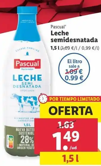 Lidl Leche semidesnatada pascual oferta