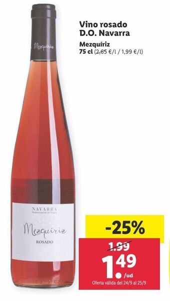 Lidl Vino rosado mezquiriz oferta