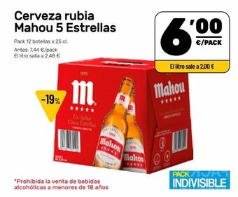 AhorraMas Cerveza rubia mahou oferta