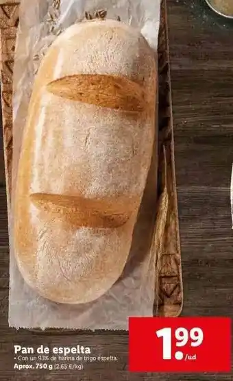 Lidl Pan De Espelta 750g oferta