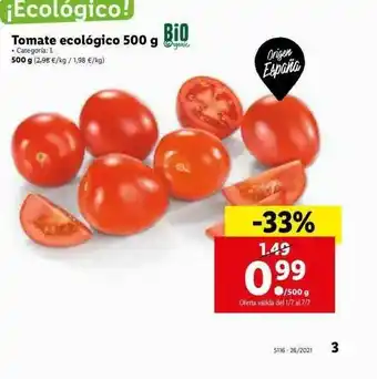 Lidl Tomate Ecologico 500g oferta
