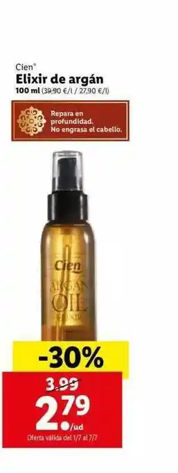 Lidl Cien Elixir De Argan 100ml oferta