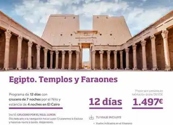 Viajes Eroski Egipto. templos y faraones programa de 12 días con crucero de 7 noches por el nilo y estancia de 4 noches en el cairo día oferta