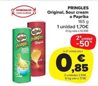 Carrefour Market 2a unidad -50% pringles original sour cream o paprika oferta