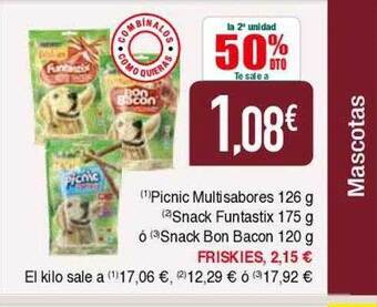Masymas Picnic multisabores snack funtastix ó snack bon bacon friskies oferta