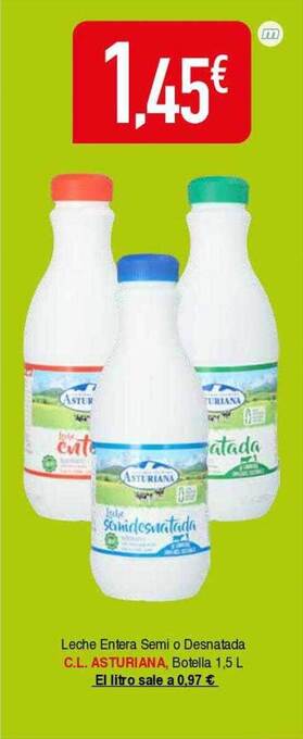 Masymas Leche entera semi o desnatada c.l. asturiana oferta