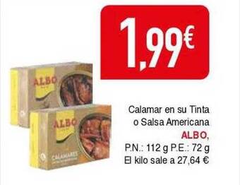 Masymas Calamar en su tinta o salsa americana albo oferta