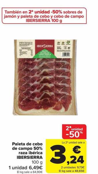 Carrefour 2a unidad -50% paleta de cebo de campo 50% raza ibérica ibersierra oferta