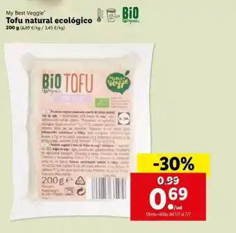 Lidl My Best Veggie Tofu Natural Ecologico 200g oferta