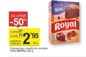 BonpreuEsclat 2a unitat -50% preparat per a pastís de xocolata milka royal oferta