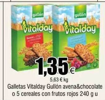 FROIZ Galletas vitalday gullón avena&chocolate o 5 cereales con frutos rojos oferta