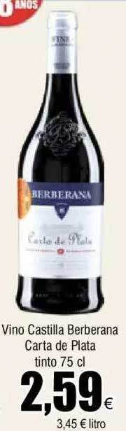 FROIZ Vino castilla berberana carta de plata tinto oferta