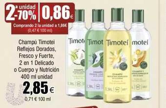 FROIZ Champú timotei reflejos dorados fresco y fuerte 2 en 1 delicado o cuerpo y nutrición oferta