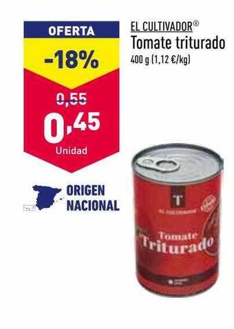ALDI El cultivador tomate triturado oferta