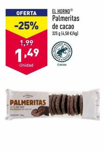 ALDI El horno palmeritas de cacao oferta