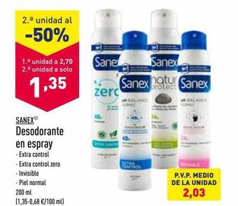 ALDI Sanex desodorante en espray oferta