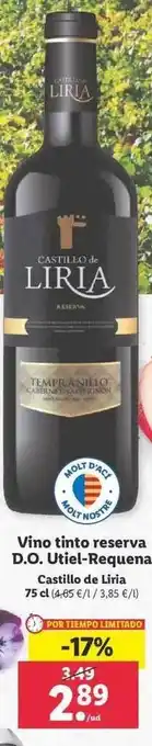 Lidl Vino tinto reserva d.o. utiel-requena castillo de liria oferta