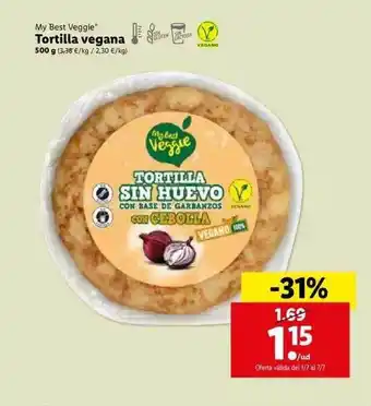 Lidl My Best Veggie Tortilla Vegana 500g oferta