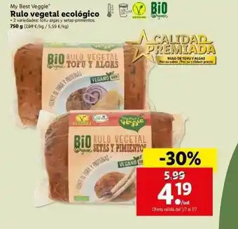 Lidl My Best Veggie Rulo Vegetal Ecologico 750g oferta