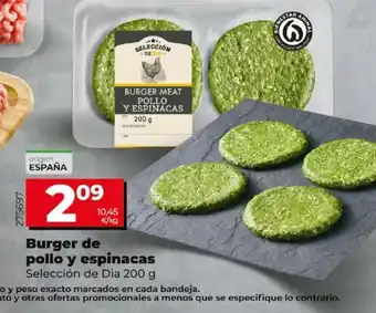 Dia Burger de pollo y Espinacas oferta