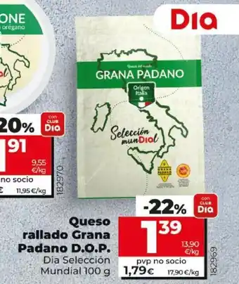 Dia Queso Rallado Grana Padano D.O.P oferta