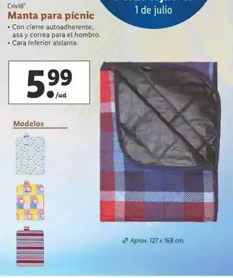 Lidl Crivit Manta Para Picnic oferta