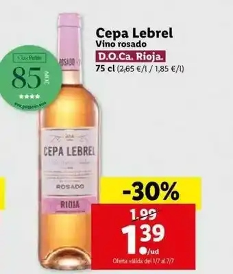 Lidl Cepa Lebrel Vino Rosado 75cl oferta