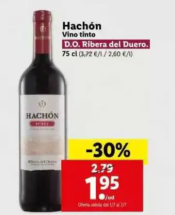 Lidl Hachon Vino Tinto 75cl oferta