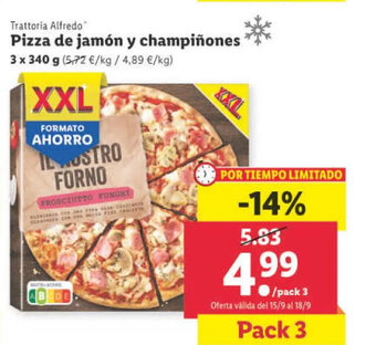 Lidl Pizza de Jamon y Champiñones oferta